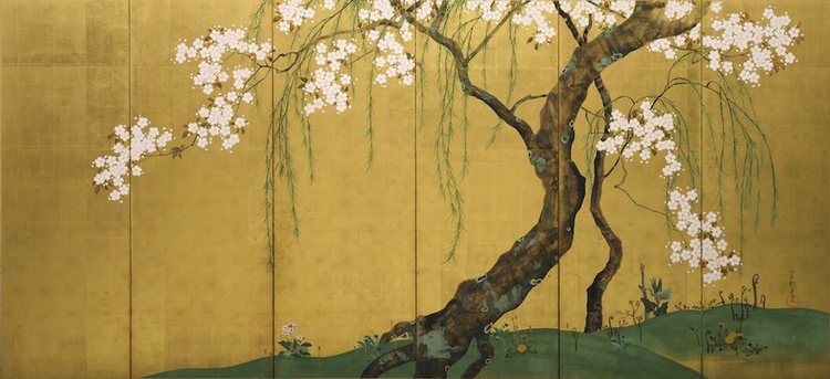 Sakai Hōitsu, cherry tree on a gold folding screen, early 19th century